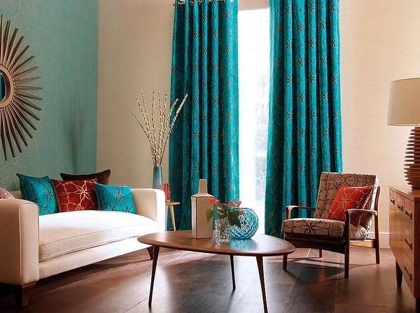 blue and brown living room decor